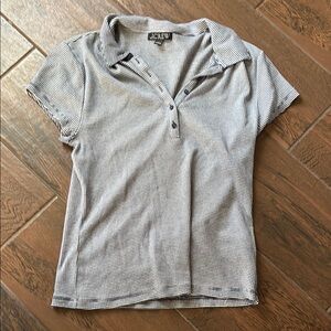 J. Crew Gray Fitted Short Sleeve Polo Button Down